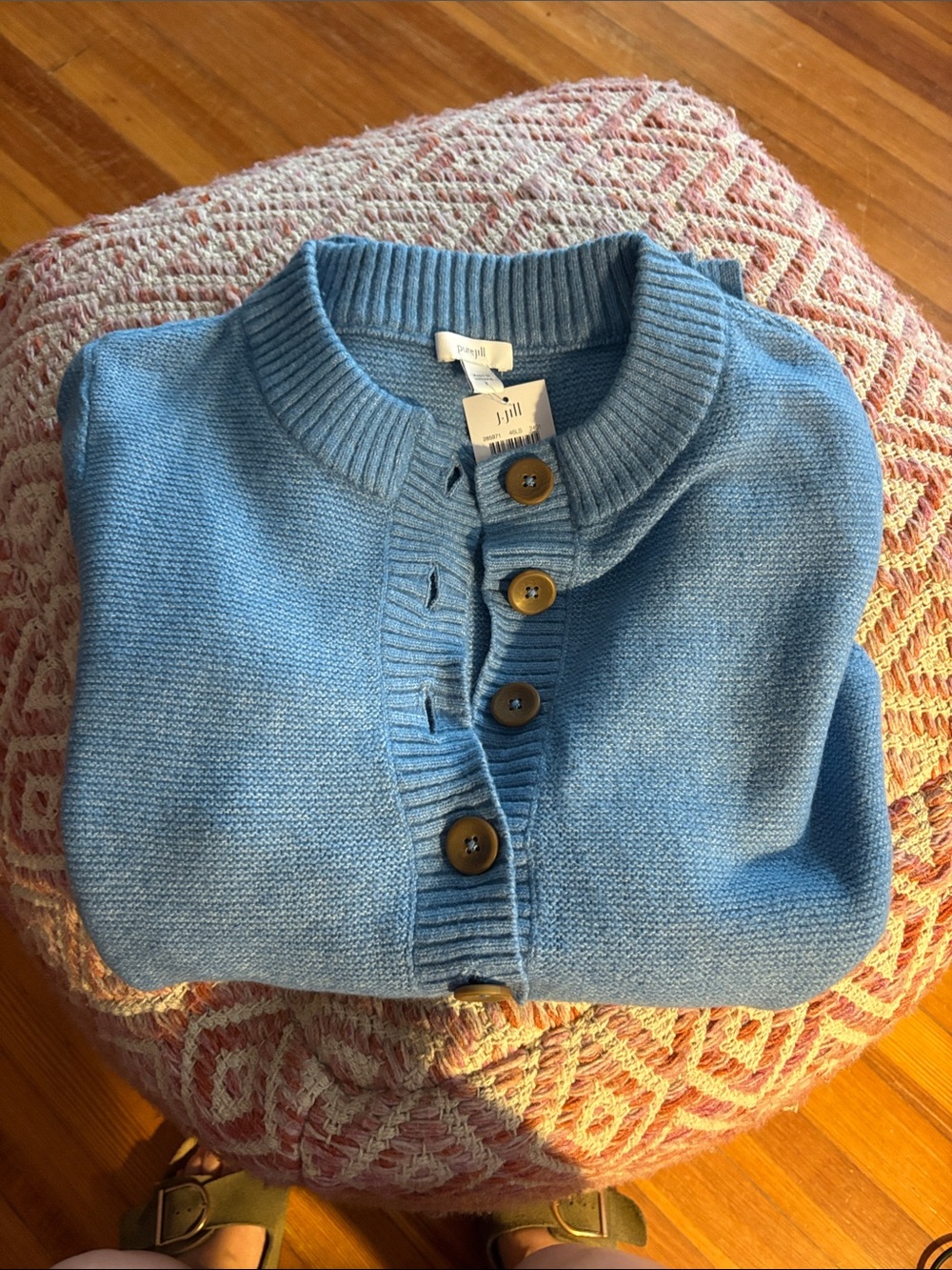 J. Jill Light Blue Knit Button Sweater